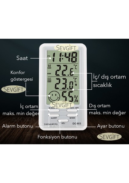 Sc-303 Kablolu Alarmlı Sıcaklık Ve Nem Ölçer