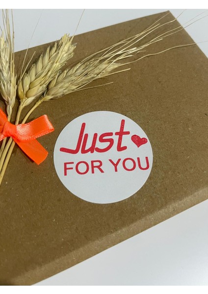 Just For You Kalın Yazı Kalpli Yuvarlak Yapışkanlı Etiket 4 x 4 cm 120 Adet