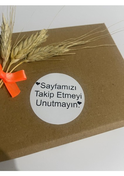 Sayfamızı Takip Etmeyi Unutmayın Siyah Yazı Yuvarlak Yapışkanlı Etiket 5 x 5 cm 100 Adet