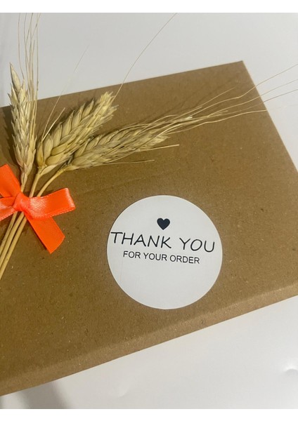 Thank You For Your Order Kalpli Siyah Yazılı Yuvarlak Yapışkanlı Etiket 4 x 4 cm 120 Adet