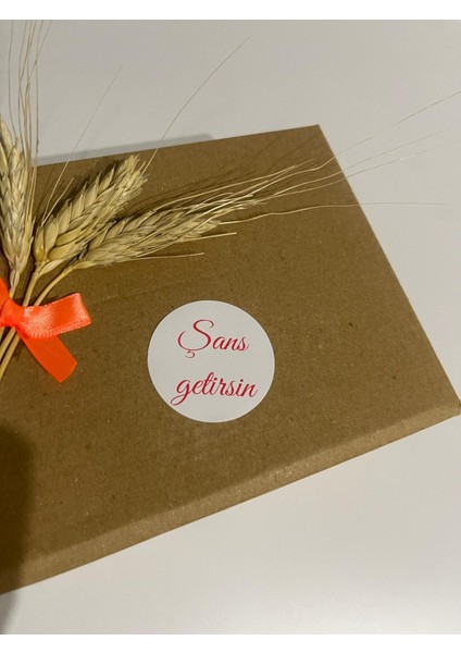 Şans Getirsin Kırmızı El Yazılı Yuvarlak Yapışkanlı Etiket 5 x 5 cm 100 Adet