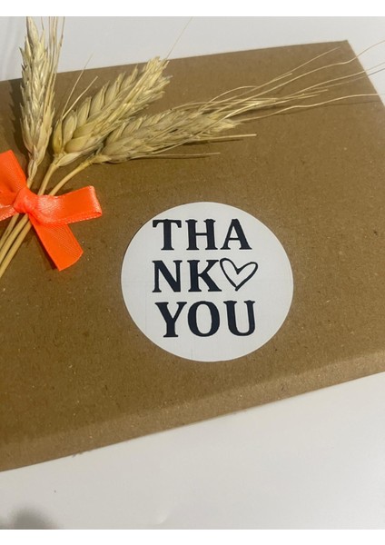 Thank You Kenarı Kalpli Yuvarlak Yapışkanlı Etiket 4 x 4 cm 120 Adet