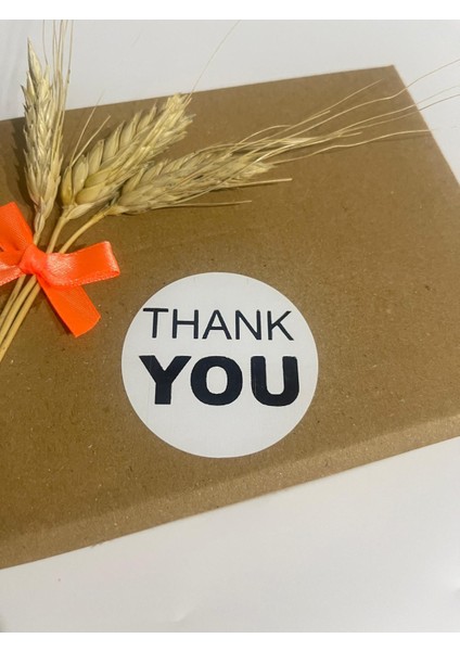 Thank You Siyah Yazılı Yuvarlak Yapışkanlı Etiket 5 x 5 cm 100 Adet