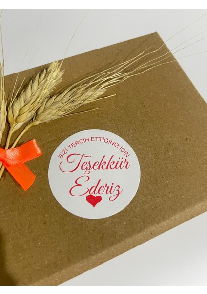 Bizi Tercih Ettiğiniz Için Teşekkür Ederiz Kalpli Yuvarlak Yapışkanlı Etiket 4 x 4 cm 120 Adet