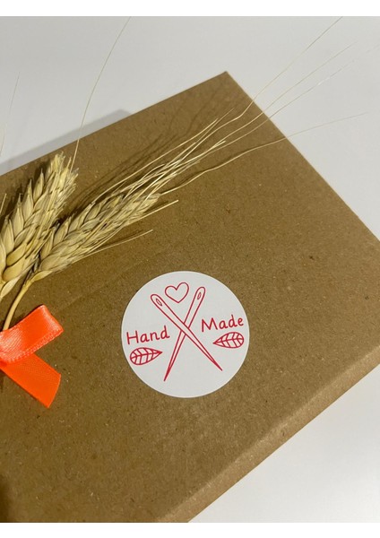 Handmade Çift Iğneli Yuvarlak Yapışkanlı Etiket 4 x 4 cm 120 Adet