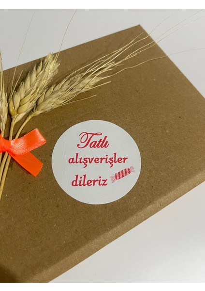 Tatlı Alışverişler Dileriz Yuvarlak Yapışkanlı Etiket 4 x 4 cm 120 Adet