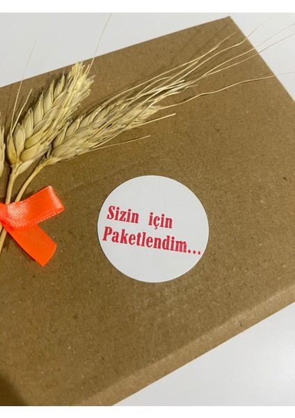 Sizin Için Paketlendim Kırmızı Kalın Yazılı Yuvarlak Yapışkanlı Etiket 3 x 3 cm 150 Adet