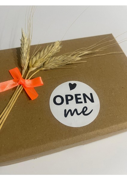 Open Me Kalpli Siyah Yazı Yuvarlak Yapışkanlı Etiket 5 x 5 cm 100 Adet