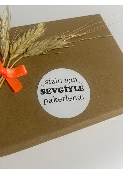 Sizin Için Sevgiyle Paketlendi Siyah Yazılı Yuvarlak Yapışkanlı Etiket 4 x 4 cm 120 Adet