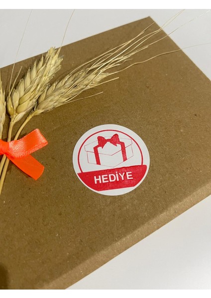Hediye Kırmızı Yazılı Yuvarlak Yapışkanlı Etiket 4 x 4 cm 120 Adet