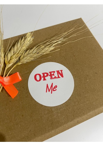 Open Me Kırmızı Yazı Yuvarlak Yapışkanlı Etiket 4 x 4 cm 120 Adet