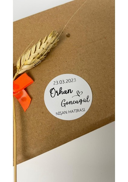 Nikah Nişan Kına Hatırası Yuvarlak Yapışkanlı Etiket 5 x 5 cm 100 Adet