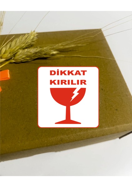 Dikkat Kırılır Uyarı Etiketi Kare 6 x 6 cm 100 Adet