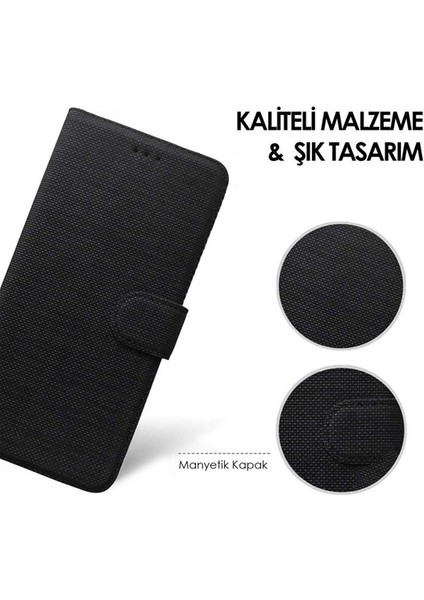 Oppo Ax7  Tam Korumalı Standlı Cüzdanlı Kapaklı Kumaş Kılıf -Kırmızı