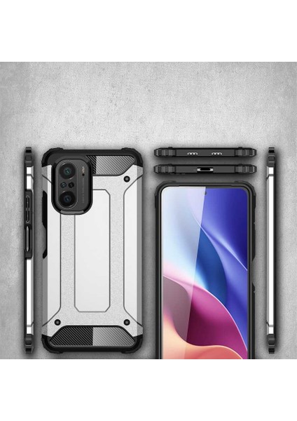 Xiaomi Poco F3 Sert Tam Korumalı Silikon Tank Kılıf -Siyah