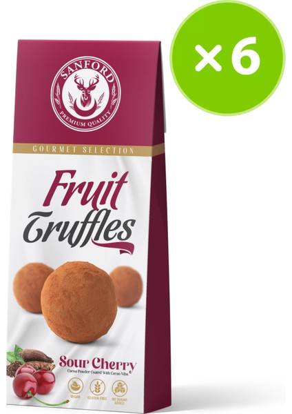 Fruit Truffles Kakao Tozu Kaplamalı Vişneli Meyve Topu 80 gr x 6