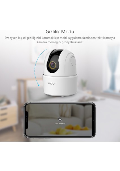 IMOU Ranger 2C İç Ortam Akıllı WiFi PT Kamera/4MP-Gece Görüşü-360°Hareket-İnsan Algılama-İki Yönlü Konuşma-SD Kart Desteği-ONVIF-Bulut(IPC-TA42P)