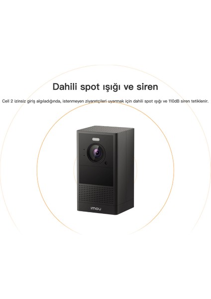 IMOU Cell 2 Dış Ortam Kablosuz WiFi Kamera/4MP-Renkli Gece Görüşü-PIR Algılama-İki Yönlü Ses-Şarj Edilebilir Batarya-IP65-SD Kart-Bulut(IPC-B46LP)