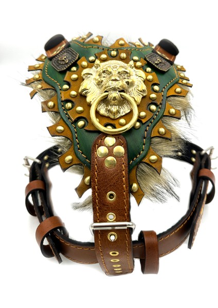 Haki Tüylü Özel Tasarım Deri Köpek Göğüs Tasması fiyatları