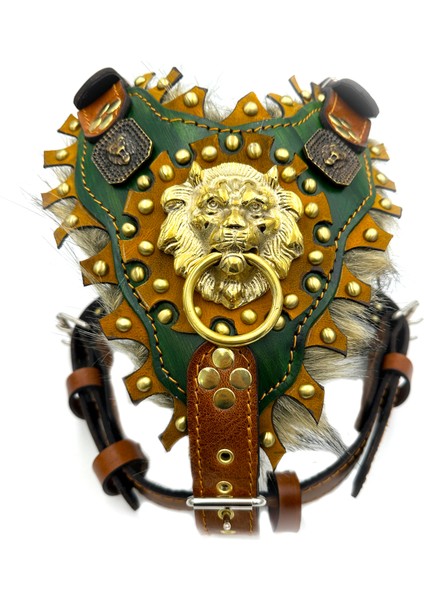 Haki Tüylü Özel Tasarım Deri Köpek Göğüs Tasması fırsatları