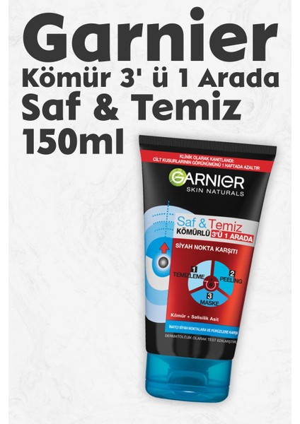 Kömür 3' Ü 1 Arada Saf & Temiz 150 ml