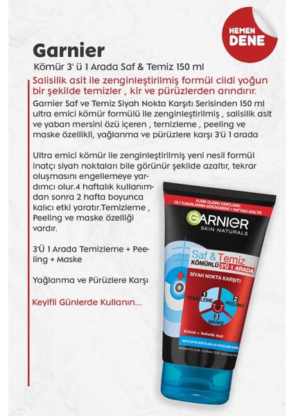 Kömür 3' Ü 1 Arada Saf & Temiz 150 ml