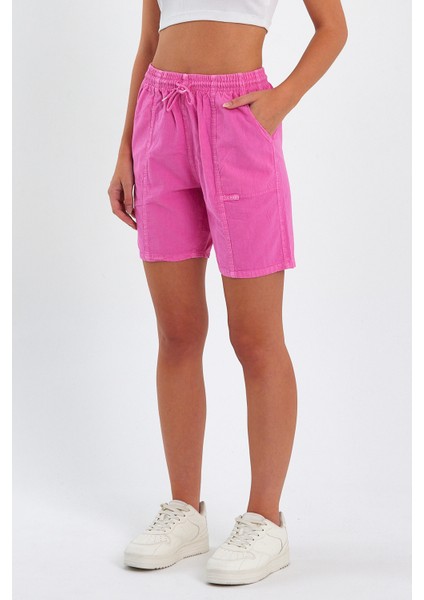 Kadın Fuşya Rahat Kesim Keten Şort modelleri