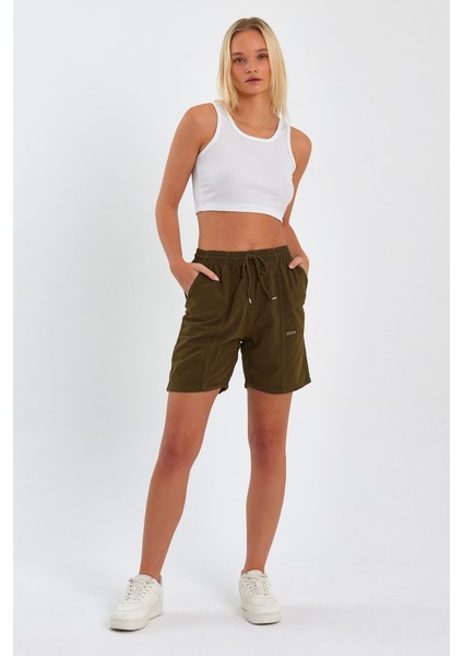 Kadın Haki Rahat Kesim Keten Şort fiyatları