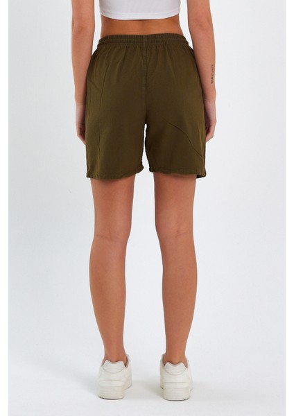 Kadın Haki Rahat Kesim Keten Şort indirimleri
