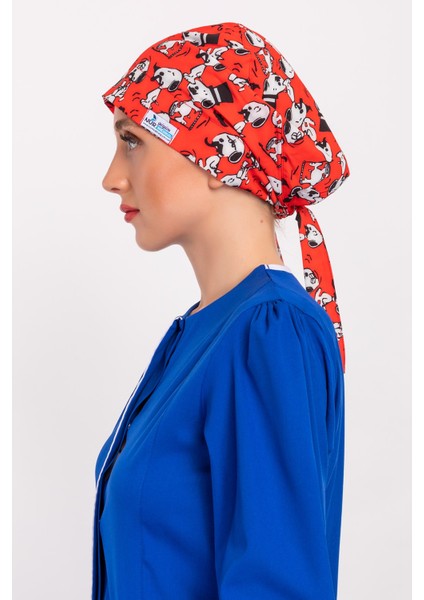 Kırmızı Snoppy Desenli Tesettür Doktor Hemşire Hastane Aşçı Cerrahi Bone fırsatları