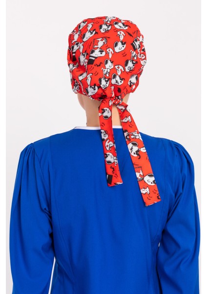 Kırmızı Snoppy Desenli Tesettür Doktor Hemşire Hastane Aşçı Cerrahi Bone indirimleri