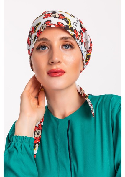 Beyaz Minnie Mouse Hemşire Doktor Tesettür Bone