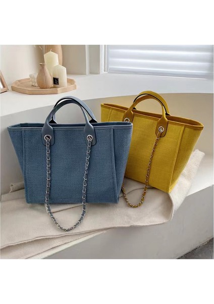 Yeni Bayanlar Çanta Moda Tuval Büyük Çanta Zincir Omuz Çantası Bayanlar Büyük Messenger Çanta Alışveriş Çantası (Yurt Dışından) fiyatları