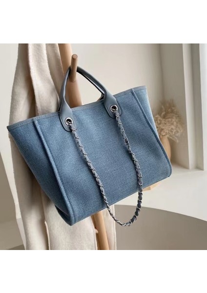 Yeni Bayanlar Çanta Moda Tuval Büyük Çanta Zincir Omuz Çantası Bayanlar Büyük Messenger Çanta Alışveriş Çantası (Yurt Dışından) modelleri