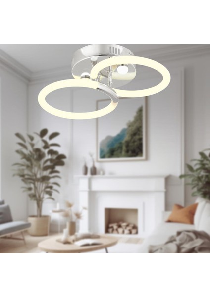 Honos 2li Krom Plafonyer LED Avize