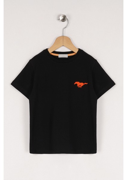 Erkek Siyah Renkli Çocuk Baskılı Tişört