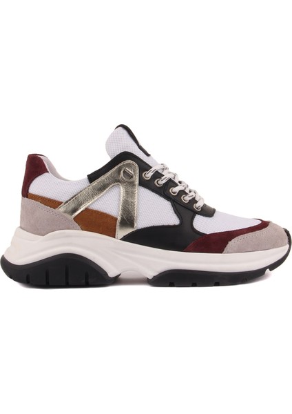 Sail Lakers - Bordo, Gri Süet, Siyah Deri Bağcıklı Kadın Sneaker