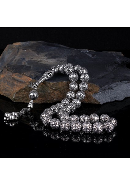 Tamamı 925 Ayar Gümüş Büyük Boy Tesbih