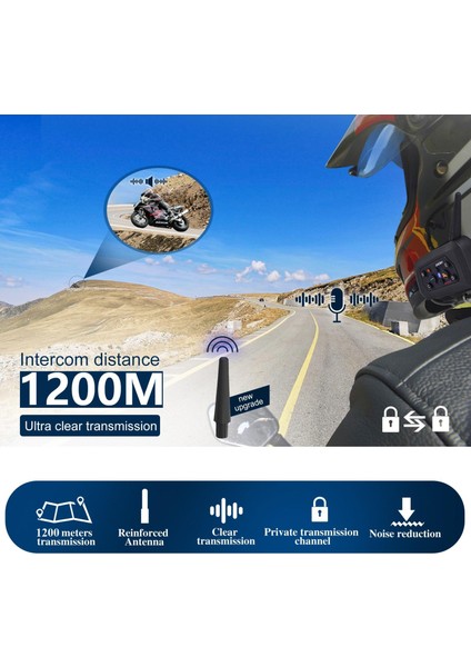 V6 Artı Motosiklet Kask Bluetooth Kulaklık Interkom 1200M Interkom Iletişimci Su Geçirmez 2 Binici