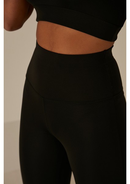 Siyah Bol Paça Yoga Taytı Tayt Günlük Belden modelleri