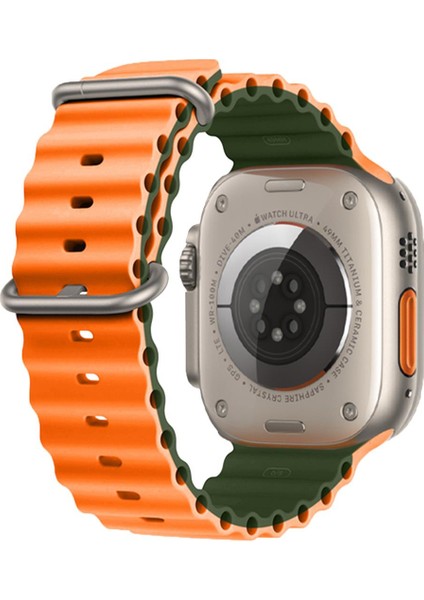 Apple Watch 38-40-41MM Krd-28 Ocean Çift Renkli Turuncu Kordon