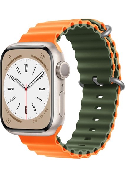 Apple Watch 38-40-41MM Krd-28 Ocean Çift Renkli Turuncu Kordon fiyatları