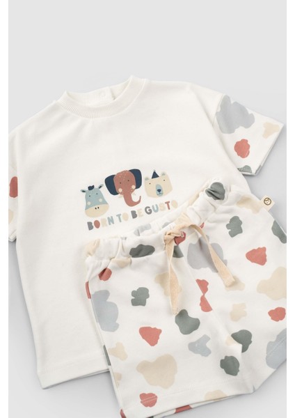 Organik Pamuk Bebek Şort Takım Animal Desenli fiyatları
