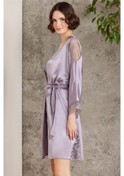 6000 Kadın Dantelli Saten 6'lı Set-Royal