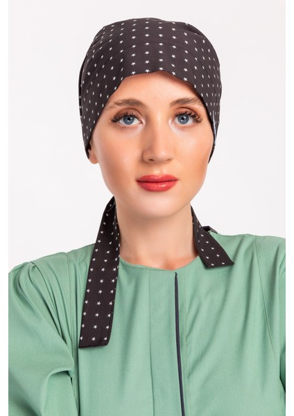 Siyah Yıldız Desenli Tesettür Doktor Hemşire Hastane Aşçı Cerrahi Bone