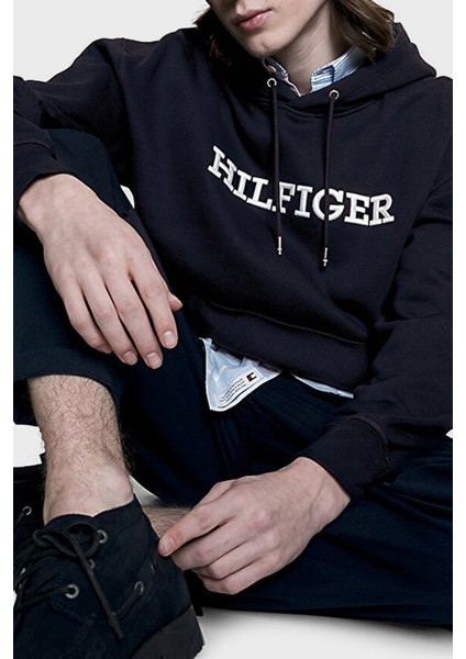 Nakışlı Pamuklu Regular Fit Kapüşonlu Sweat Erkek Sweat MW0MW33062 Dw5