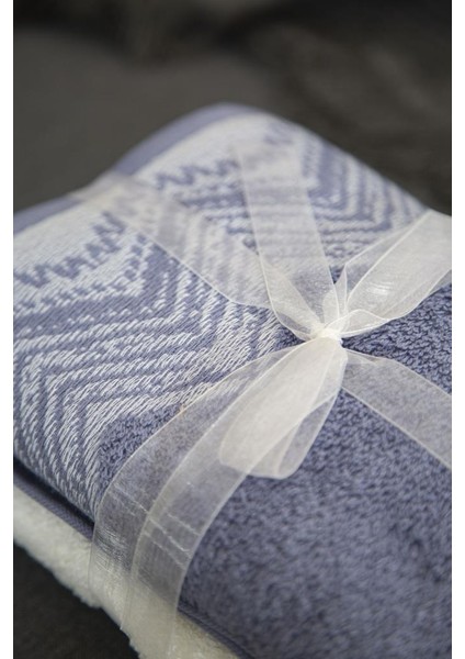 Leron %100 Pamuk 2'li Havlu Seti Beyaz / Mavi 50x90 modelleri