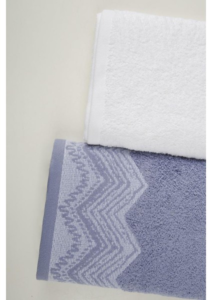 Leron %100 Pamuk 2'li Havlu Seti Beyaz / Mavi 50x90 fırsatları