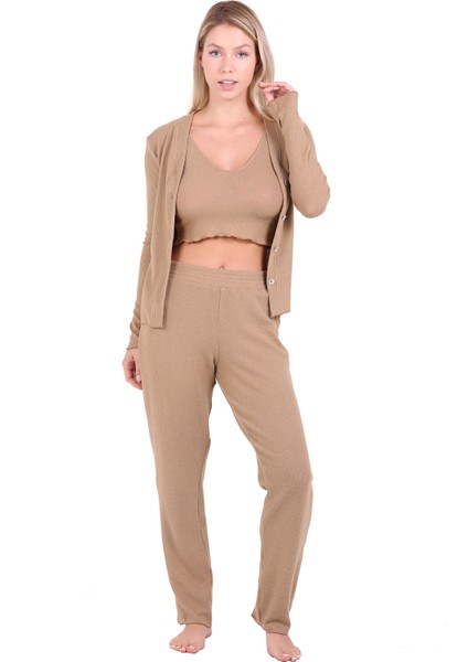 Ribbed Crop 3lü Tk. Camel