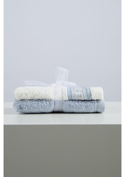 Tile %100 Pamuk 2'li Yüz Havlusu Seti Beyaz / Mavi 30x50 indirimleri